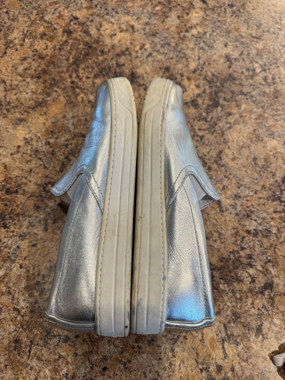 Prada Metallic Silver leather women's size US 7 37 slip-on sneaker - Picture 8 of 11